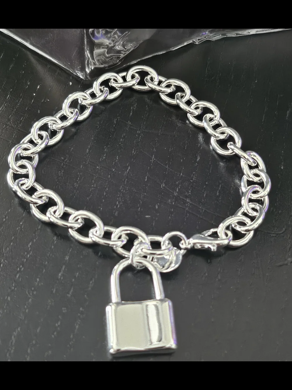 Silver Padlock Link Bracelet - Women's Accessory